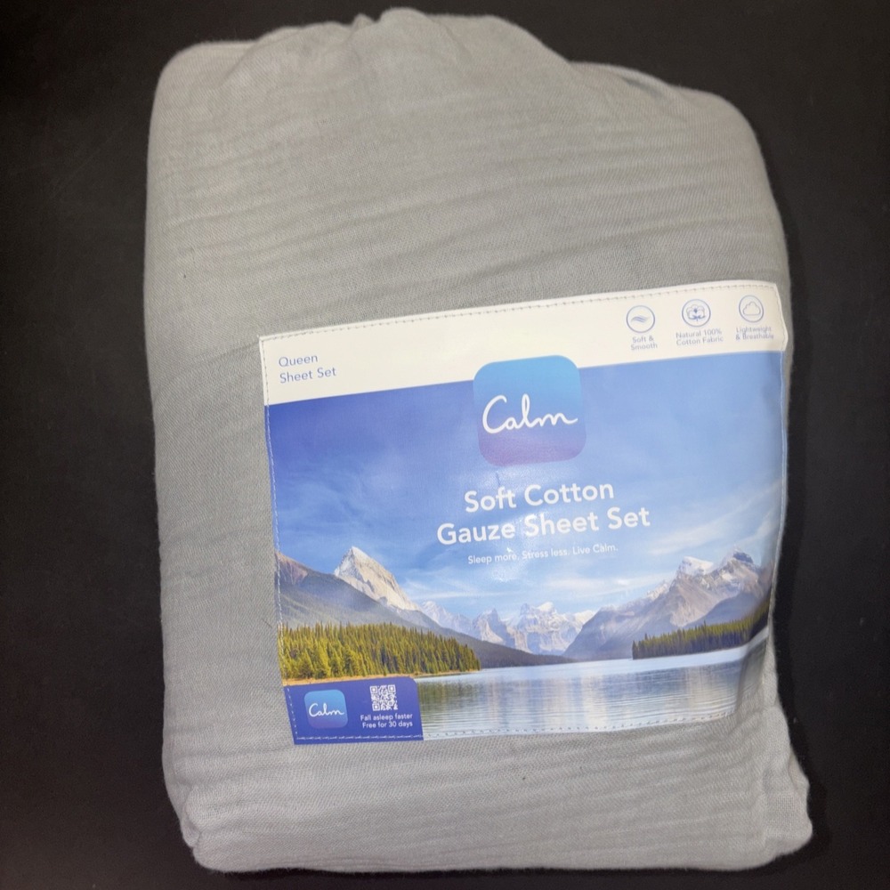 Calm Gray Soft Cotton Gauze Sheet Set Size Queen 20810